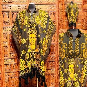 Imported Frida Khalo Poncho Cobija Gaban Blanket